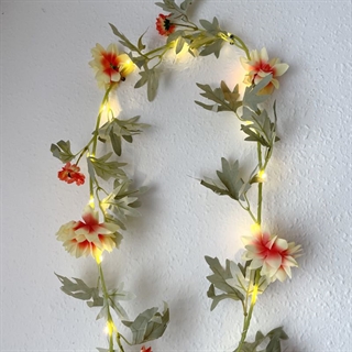 LED lyskæde med blomster og blade